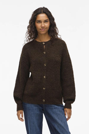 gebreid vest met wol donkerbruin