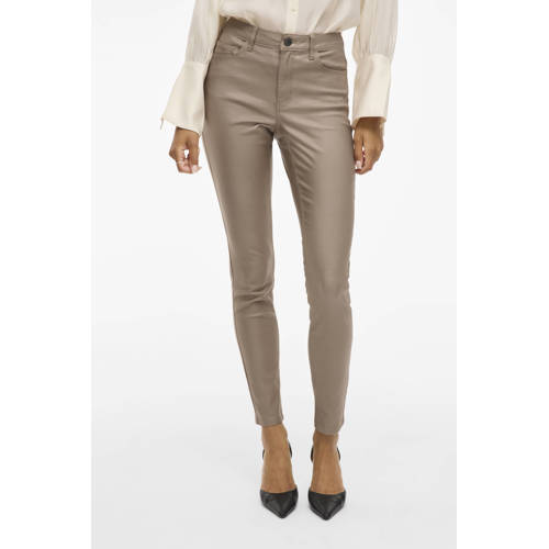 VILA skinny regular waist casual broek lichtbruin afbeelding