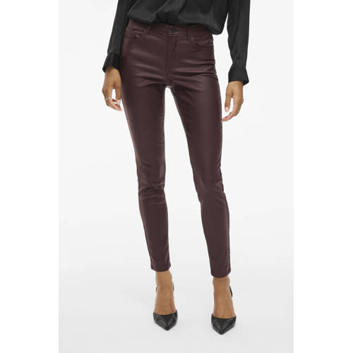 VILA skinny regular waist casual broek donkerrood afbeelding
