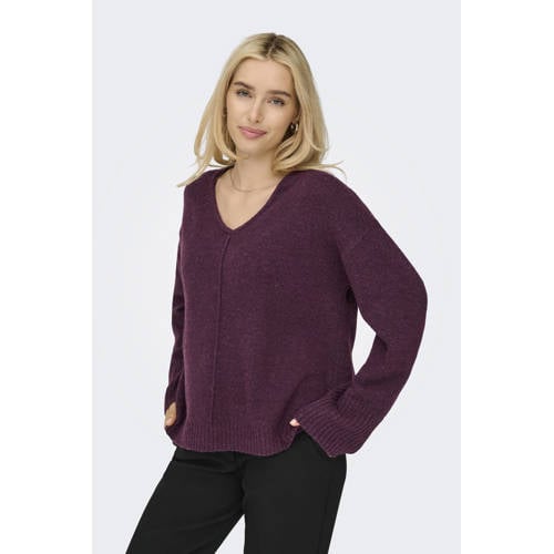 ONLY pullover met wol donkerpaars afbeelding