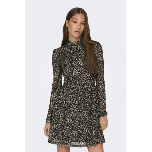 ONLY mesh jurk met panterprint bruin afbeelding