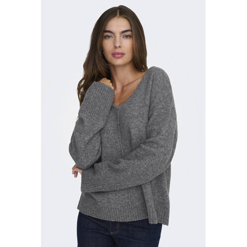 ONLY pullover met wol grijs melange afbeelding