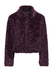 thumbnail: Aubergine dames ONLY teddy jas van polyester met effen, lange mouwen, reverskraag en knoopsluiting
