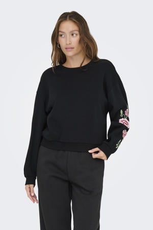 gebloemde sweater zwart