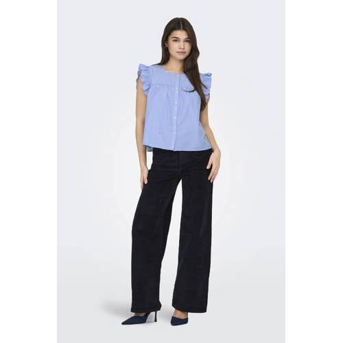 ONLY straight high waist casual broek rib gebreid afbeelding