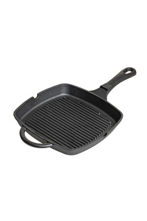 Grillpan Gietijzer Cast Iron 23 x 23 cm - geschikt voor alle warmtebronnen - zonder anti-aanbaklaag