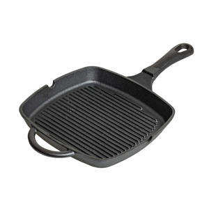 Grillpan Gietijzer Cast Iron 23 x 23 cm - geschikt voor alle warmtebronnen - zonder anti-aanbaklaag