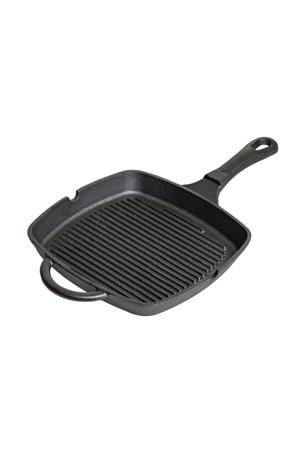 Grillpan Gietijzer Cast Iron 23 x 23 cm - geschikt voor alle warmtebronnen - zonder anti-aanbaklaag