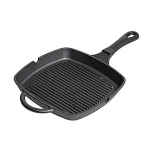 Grillpan Gietijzer Cast Iron 23 x 23 cm - geschikt voor alle warmtebronnen - zonder anti-aanbaklaag