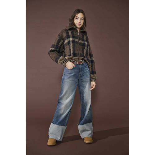 ONLY high waist wide leg jeans medium blue denim afbeelding
