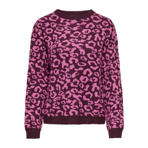 ONLY pullover met panterprint donkerrood afbeelding