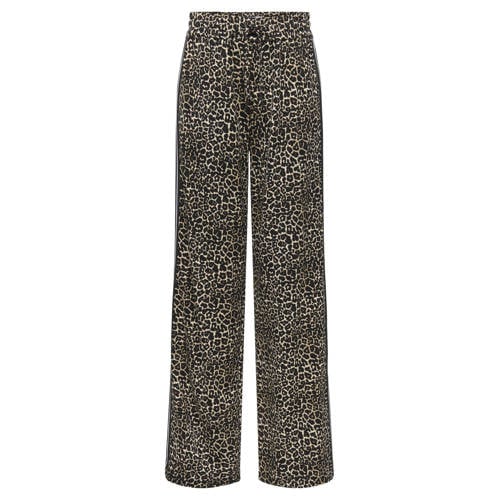 ONLY wide leg regular waist broek met panterprint bruin afbeelding