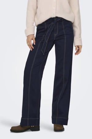 high waist wide leg jeans dark blue denim