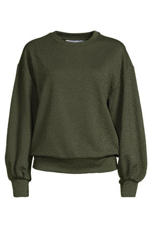jacquard sweater met panterprint khaki