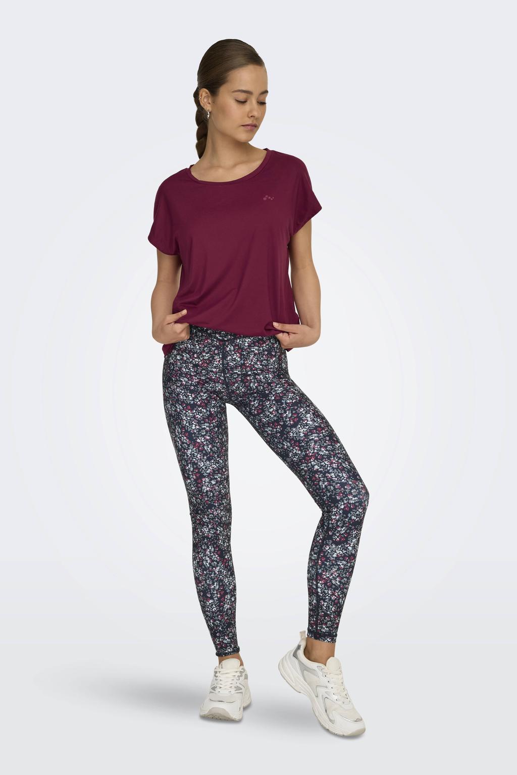Zwarte dames ONLY PLAY sportlegging van polyester met slim fit en regular waist