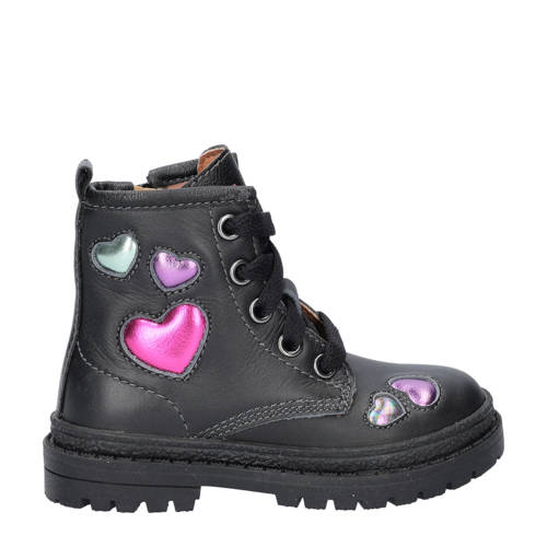 Nelson Kids leren veterboots zwart afbeelding