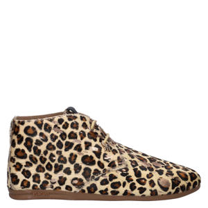 Gimlet veterboots met panterprint en ponyhair zwart/beige