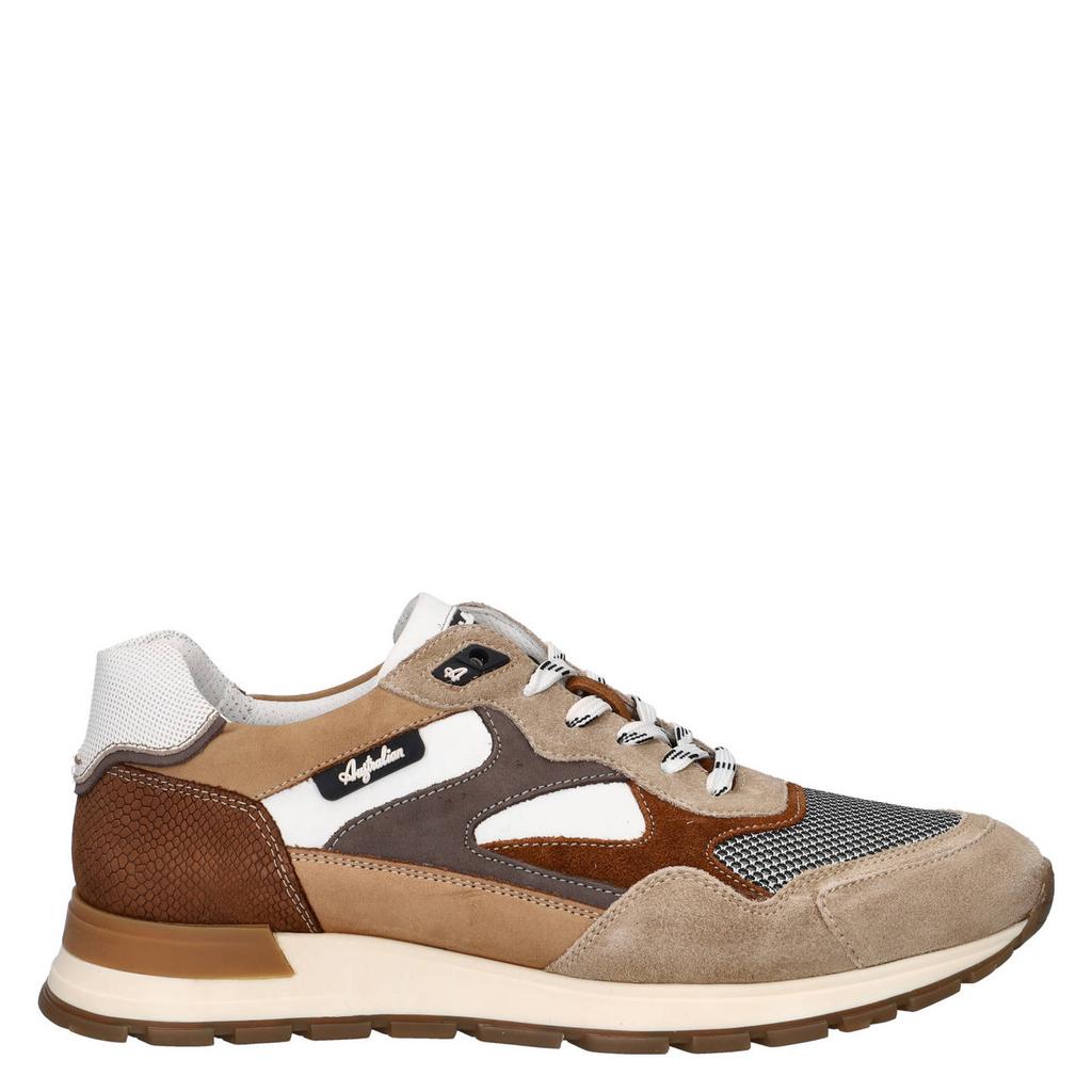 Beige en multikleurige heren Australian Tiago suède sneakers met veters