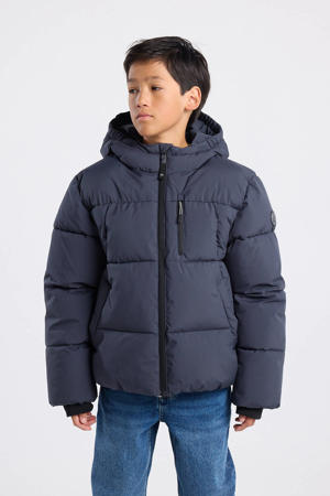 gewatteerde jas donkerblauw