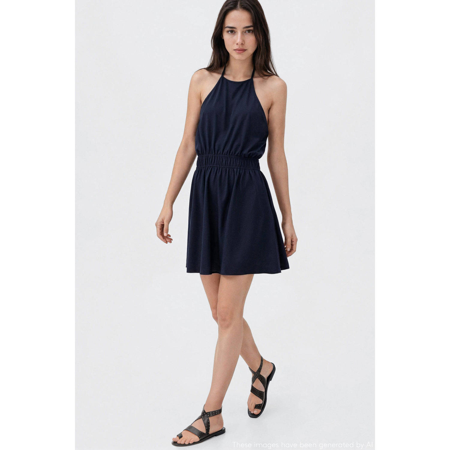 MANGO TEEN halterjurk donkerblauw