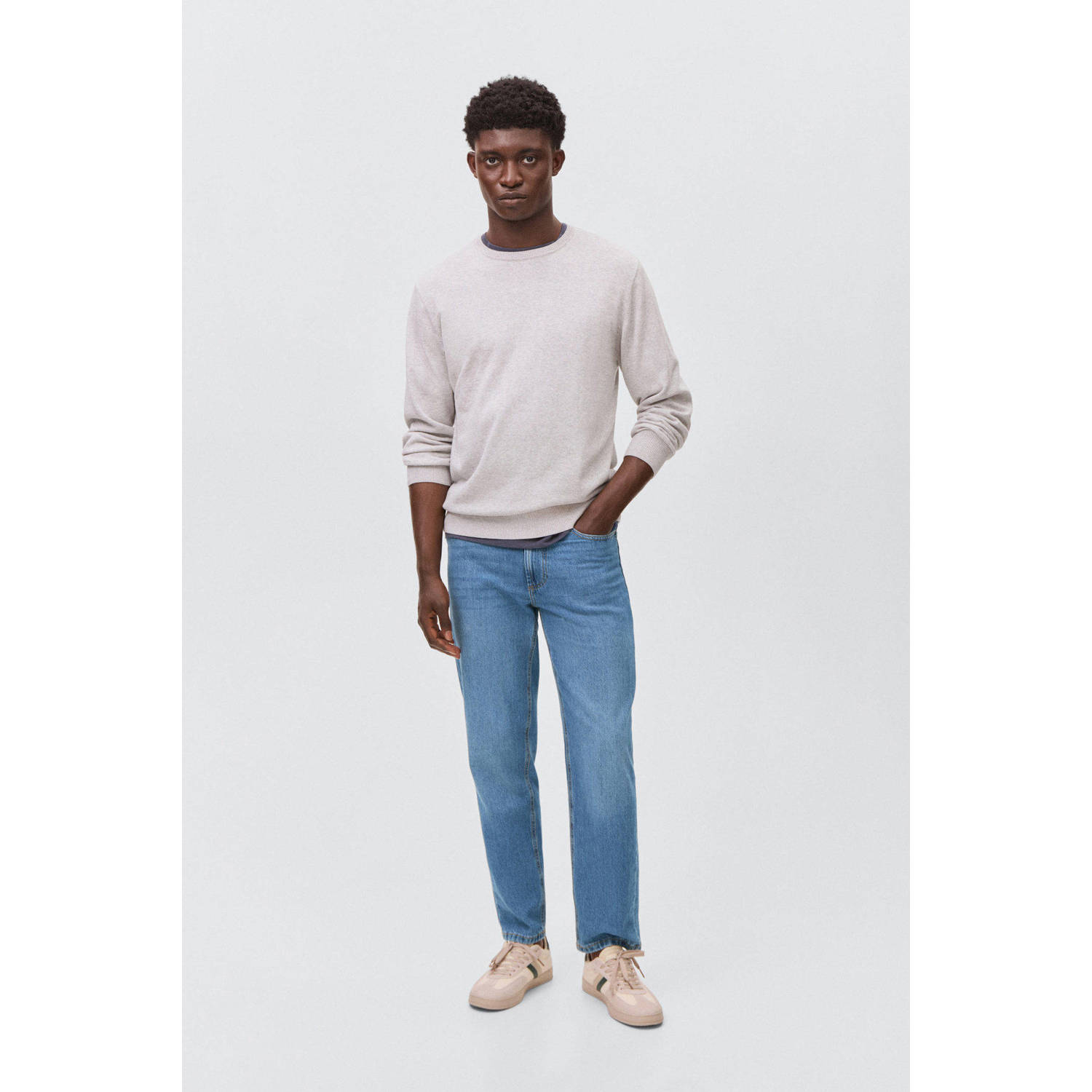 MANGO TEEN straight leg  waist regular fit jeans medium blue denim