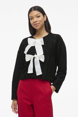 vest zwart met glitter en strik