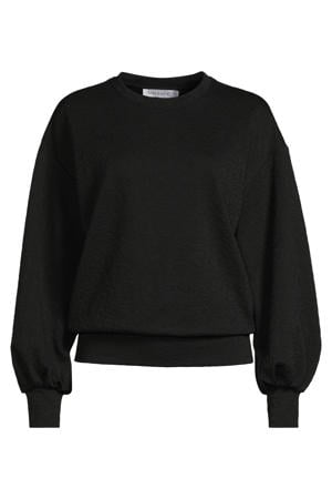 jacquard sweater met panterprint zwart