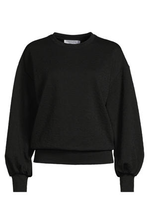 jacquard sweater met panterprint zwart