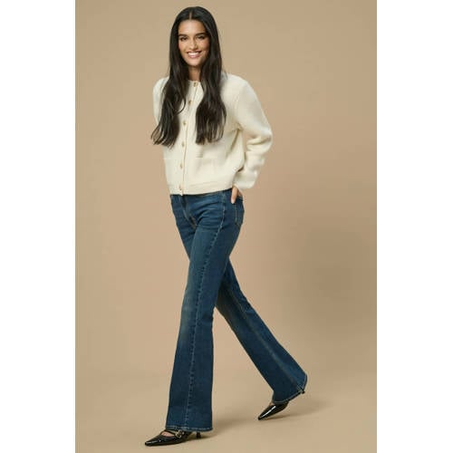JDY high waist flared jeans dark blue denim afbeelding