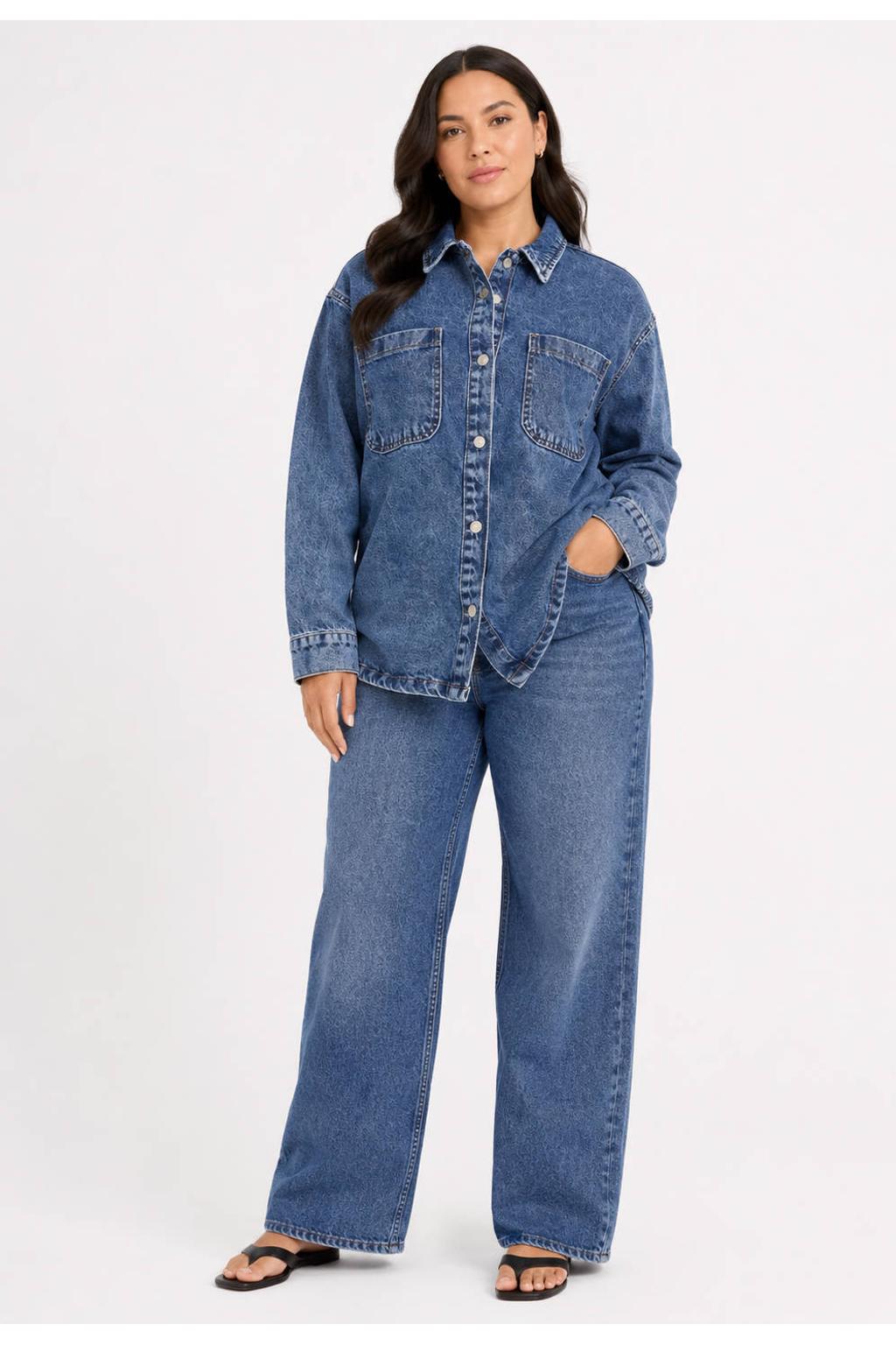 NOISY MAY Curve denim blouse medium blue denim