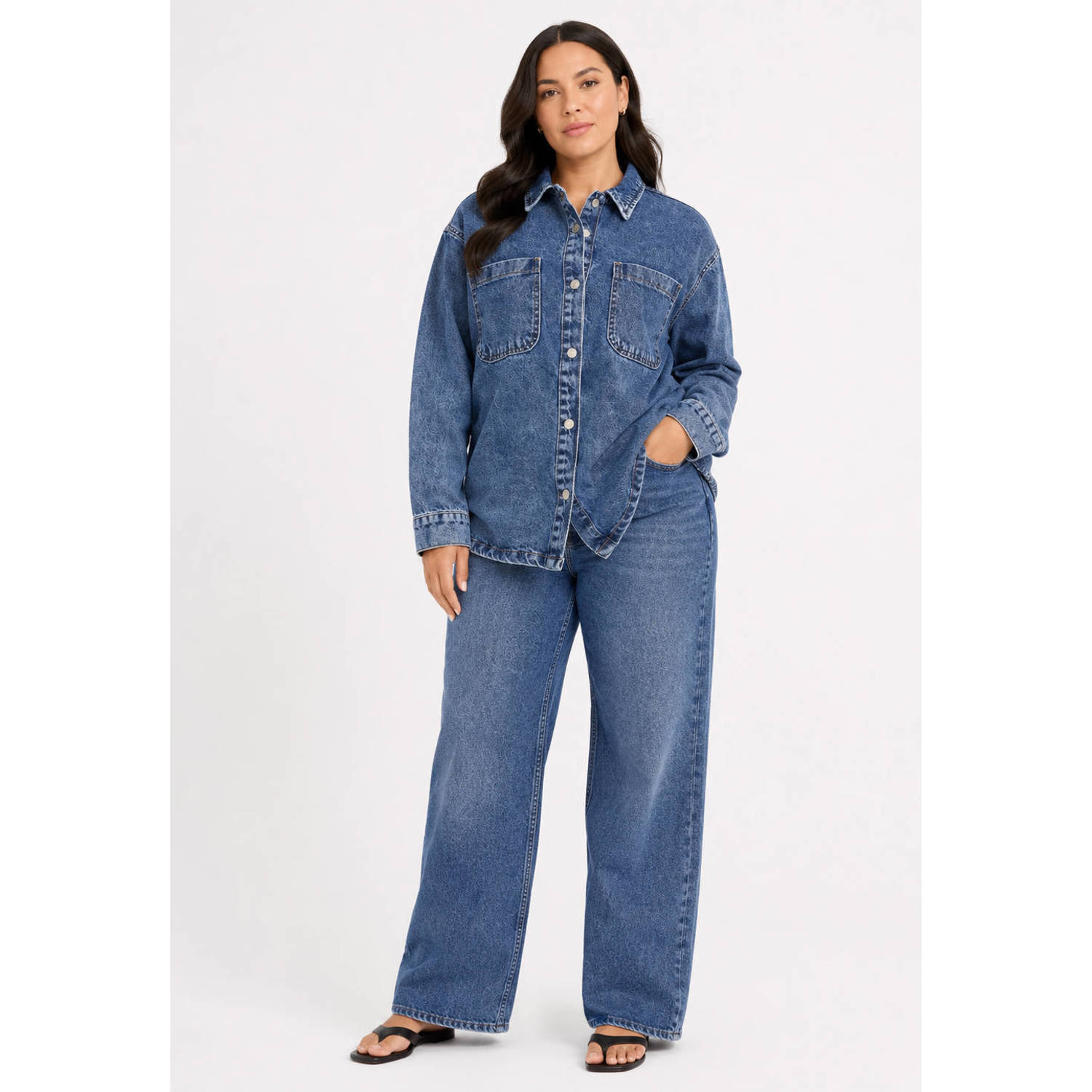 NOISY MAY Curve denim blouse medium blue denim