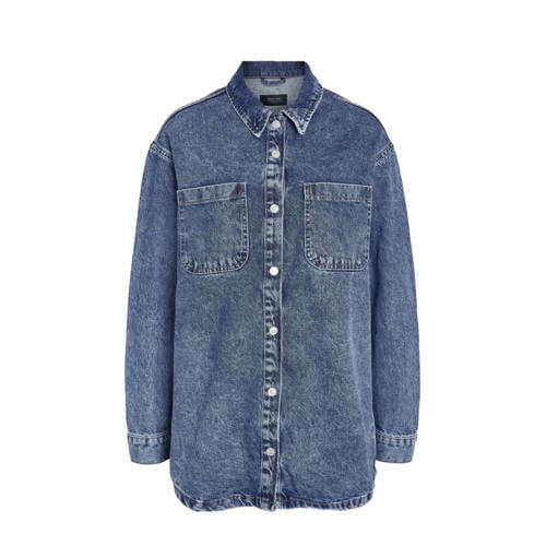 NOISY MAY Curve denim blouse medium blue denim afbeelding