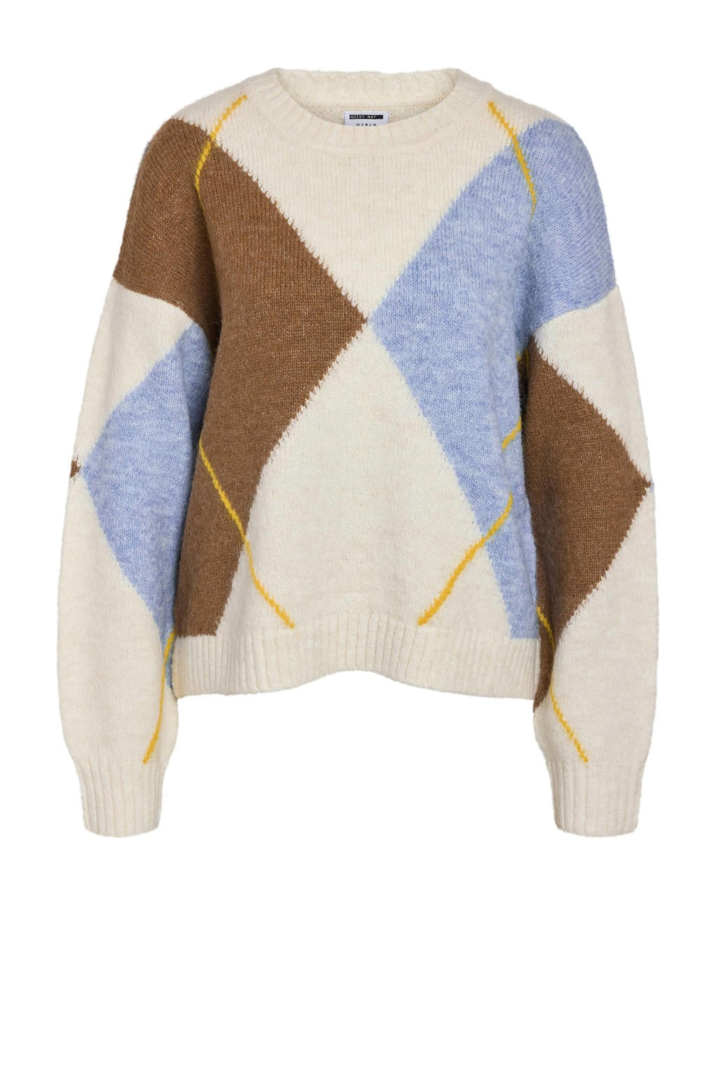 Multikleurige dames NOISY MAY Curve pullover fijn gebreid van polyester met lange mouwen en ronde hals