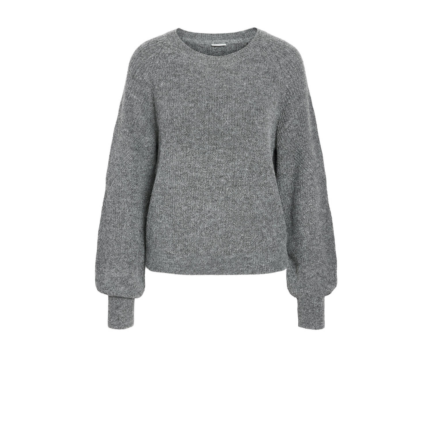 NOISY MAY Curve pullover grijs melange fijn gebreid