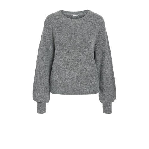 NOISY MAY Curve pullover grijs melange fijn gebreid afbeelding