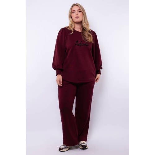 Exxcellent baggy regular waist broek donkerrood afbeelding
