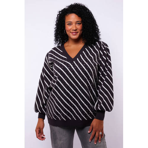 Exxcellent gestreepte pullover zwart afbeelding