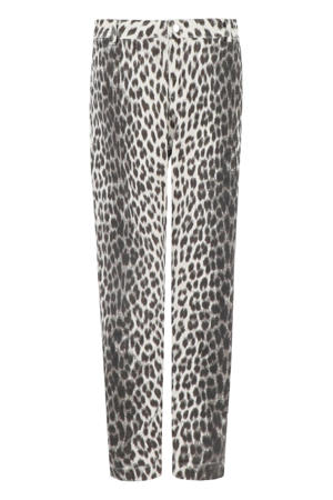 tapered regular waist broek met panterprint lichtbruin