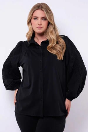 travelstof blouse zwart