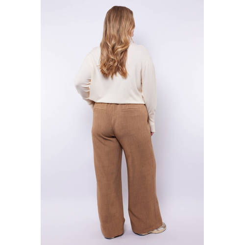 Exxcellent wide leg regular waist broek camel afbeelding