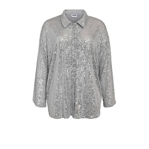 NOISY MAY Curve blouse zilver met pailletten afbeelding