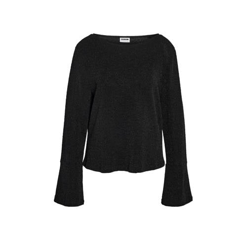 NOISY MAY Curve glitter top zwart met glitter afbeelding