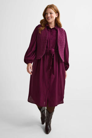 gilet donkerrood broderie