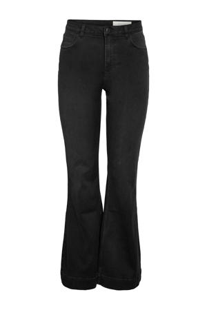 high waist flared jeans black denim