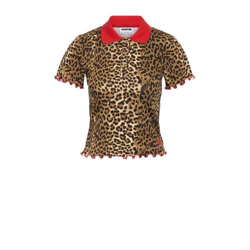 NOISY MAY Curve top met panterprint beige afbeelding