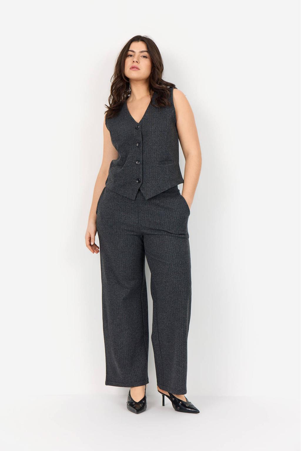 Wasabiconcept wide leg high waist broek antraciet