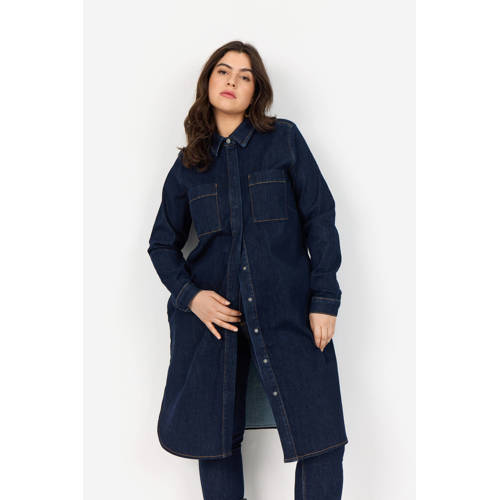 Wasabiconcept denim A-lijn jurk dark blue denim afbeelding