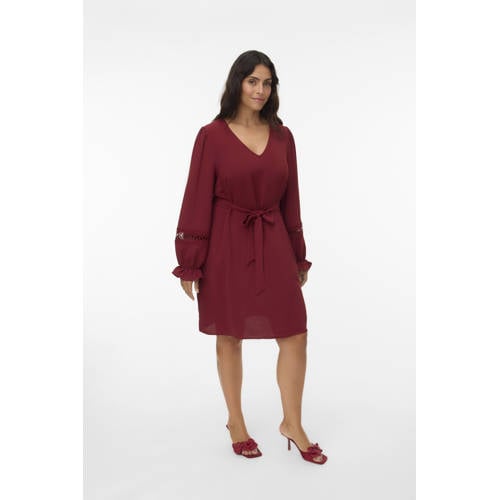 VERO MODA CURVE korte jurk broderie rood afbeelding