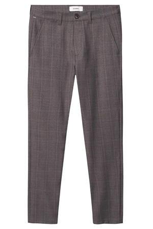 slim geruite chino bruin