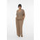 VERO MODA CURVE regular high waist casual broek goud met lurex